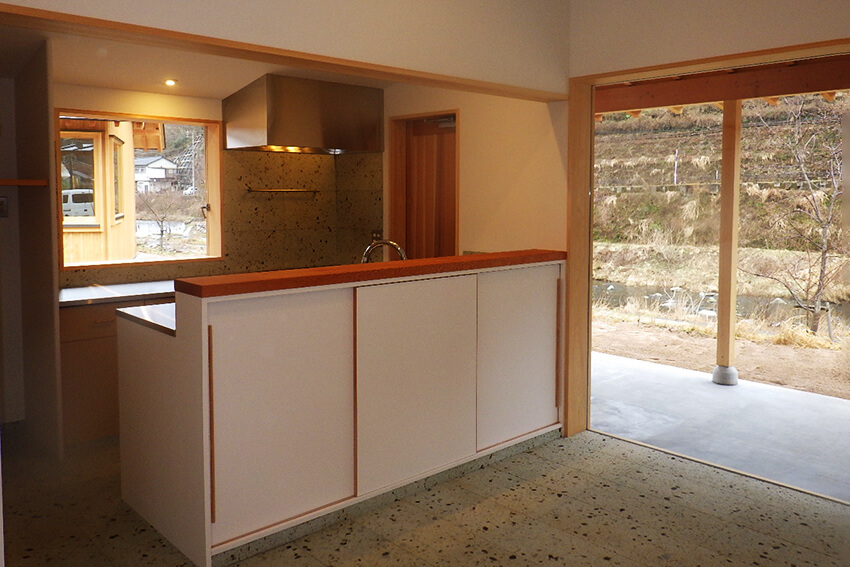 湯原アングラーズリトリート新築工事、キッチン