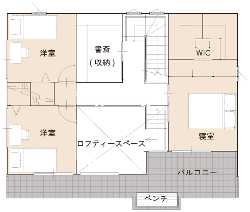小原モデルハウスの2階の間取り図